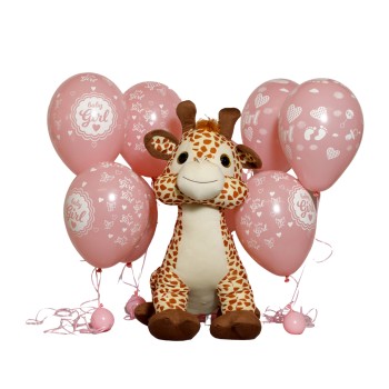 Καμηλοπάρδαλη Με Μπαλόνια για Νεογέννητο Κοριτσάκι